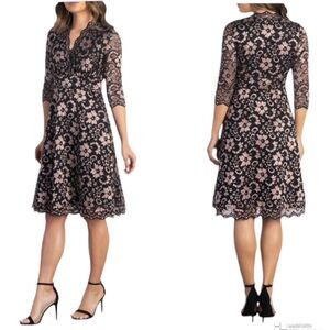 NEW Kiyonna Lace Cocktail Party Dress A-Line Black and Rose Gold Size Large